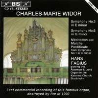 Widor Charles-Marie - Organ Symphony 3 + 6 i gruppen CD hos Bengans Skivbutik AB (2006864)