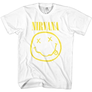 Nirvana - Yellow Happy Face White T-Shirt (L) i gruppen MERCHANDISE / T-shirt / Pop-Rock hos Bengans Skivbutik AB (3834123)
