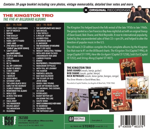 The Kingston Trio - Five #1 Billboard Albums i gruppen CD / Toppselgere hos Bengans Skivbutik AB (3922601)