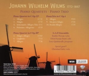 Wilms Johann Wilhelm - Piano Quartets & Piano Trio i gruppen CD hos Bengans Skivbutik AB (4242240)