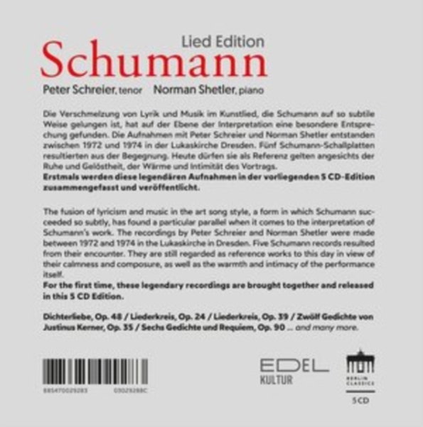 Schumann Robert - Lied Edition (5Cd) i gruppen CD / Klassisk hos Bengans Skivbutik AB (4248760)