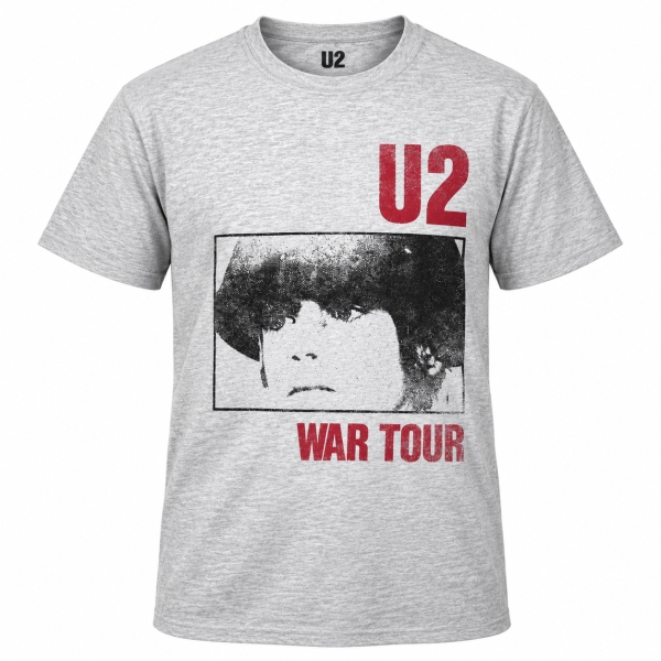 U2 - War Tour Uni Grey T-Shirt i gruppen MERCH / Klær / T-skjorter hos Bengans Skivbutik AB (4302910r)