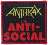 Anthrax - Patch Anti-Social (7,6 X 8,1 Cm) i gruppen MERCHANDISE / Tøypatch / Heavy Metal hos Bengans Skivbutik AB (4379907)