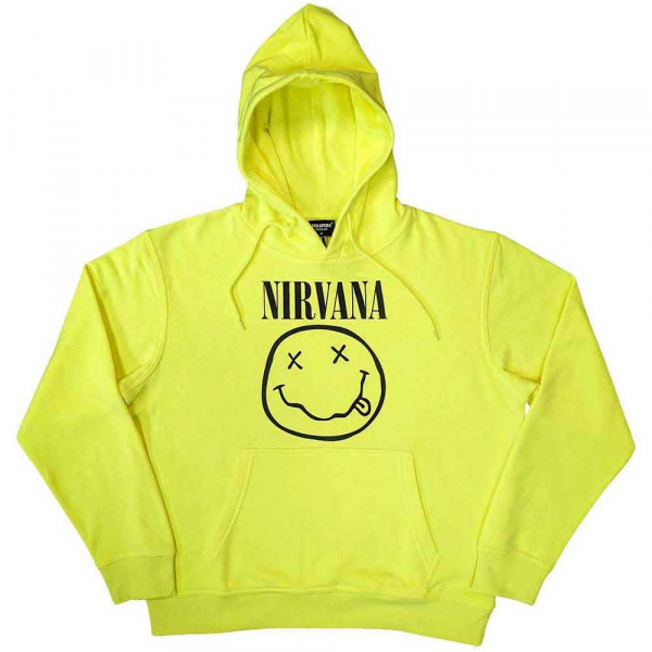 Nirvana - Unisex Pullover Hoodie: Inverse Happy Face (Neon Yellow) i gruppen MERCH / Klær / Hettegensere hos Bengans Skivbutik AB (4414331r)