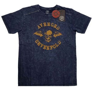Avenged Sevenfold - Logo Snow Wash Uni Navy    i gruppen MERCH / T-Shirt / Rockoff_Nya April24 hos Bengans Skivbutik AB (5526472r)