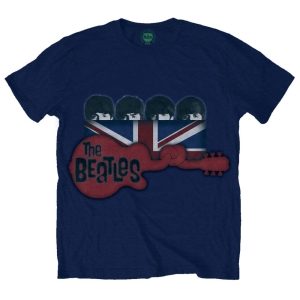 The Beatles - Guitar & Flag Uni Navy    i gruppen MERCH / T-Shirt / Rockoff_Nya April24 hos Bengans Skivbutik AB (5529042r)