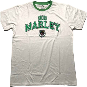 Bob Marley - Collegiate Crest Ringer Uni Wht     (L) i gruppen MERCHANDISE / T-shirt / Reggae hos Bengans Skivbutik AB (5529764)