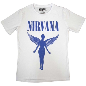 Nirvana - Angelic Blue Mono Lady Wht i gruppen MERCH / T-Shirt / Rockoff_Nya April24 hos Bengans Skivbutik AB (5534157r)