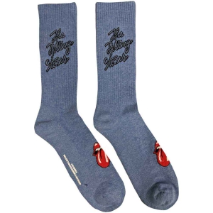 Rolling Stones - Script Logo Uni Blue Socks (Eu 40-45) i gruppen MERCHANDISE / Merch / Pop-Rock hos Bengans Skivbutik AB (5536193)