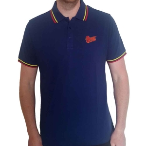 David Bowie - Flash Logo Uni Navy Piké: i gruppen MERCHANDISE / T-shirt / Pop-Rock hos Bengans Skivbutik AB (5541410r)