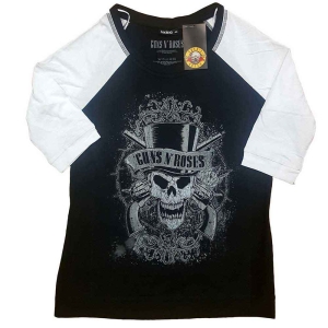 Guns N Roses - Faded Skull Lady Bl/Wht Raglan: (3XL) i gruppen MERCHANDISE / T-shirt / Heavy Metal hos Bengans Skivbutik AB (5541983)