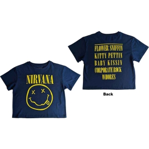Nirvana - Yellow Smiley Flower Sniffin Lady Denim  i gruppen MERCHANDISE / T-shirt / Metal hos Bengans Skivbutik AB (5543173r)