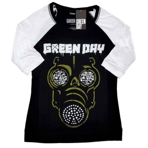 Green Day - Green Mask Lady Bl/Wht Raglan (3XL) i gruppen MERCHANDISE / T-shirt / Punk hos Bengans Skivbutik AB (5546804)