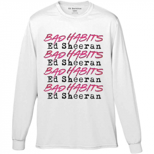 Ed Sheeran - Bad Habits Stacked Uni Wht Long Sleeve i gruppen Annet /  hos Bengans Skivbutik AB (5552169r)