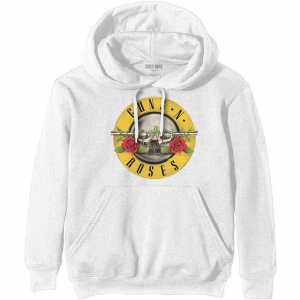 Guns N Roses - Classic Logo Uni Wht Hoodie i gruppen Annet /  hos Bengans Skivbutik AB (5552574r)