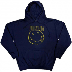 Nirvana - Inverse Happy Face Uni Navy Hoodie i gruppen Annet / hos Bengans Skivbutik AB (5553893r)