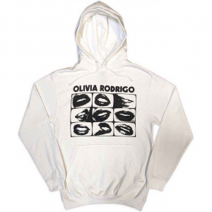 Olivia Rodrigo - Threshold Lips Grid Uni Wht Hoodie i gruppen Annet / hos Bengans Skivbutik AB (5553915r)