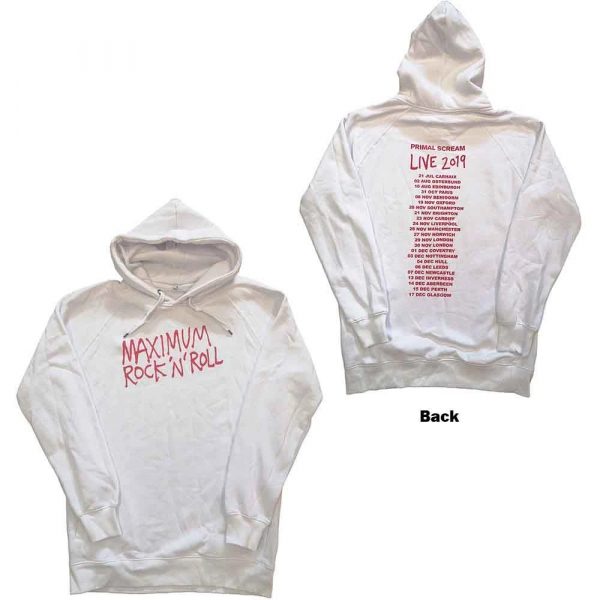 Primal Scream - Maximum Rnr Uni Wht Hoodie i gruppen MERCH / Klær / Hettegensere hos Bengans Skivbutik AB (5553953r)