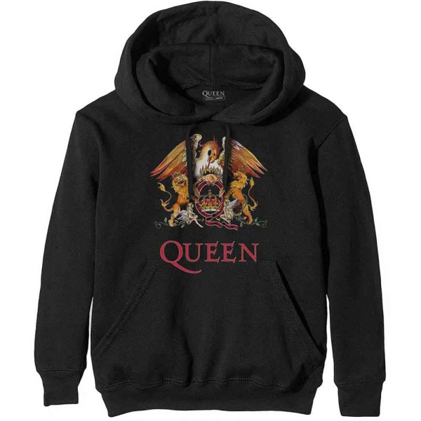 Queen - Classic Crest Bl Hoodie i gruppen MERCH / Klær / Hettegensere hos Bengans Skivbutik AB (5553961r)