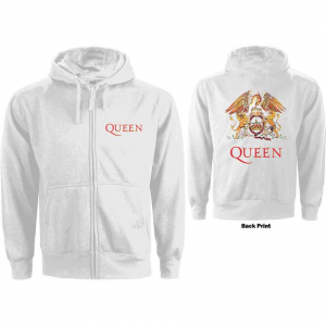 Queen - Classic Crest Lady Wht Zip Hoodie i gruppen Annet /  hos Bengans Skivbutik AB (5553972r)
