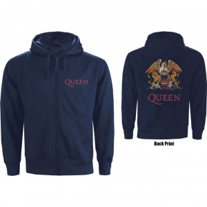 Queen - Classic Crest Navy Zip Hoodie i gruppen Annet /  hos Bengans Skivbutik AB (5553975r)