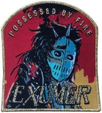Exhumer - Patch Possessed By Fire Gold Border i gruppen MERCHANDISE / Tøypatch / Heavy Metal hos Bengans Skivbutik AB (5562692)