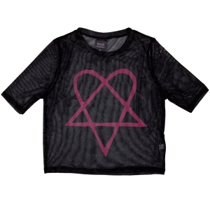 Him - Pink Heartagram Lady Bl Mesh Crop Top i gruppen MERCHANDISE / T-shirt / Metal hos Bengans Skivbutik AB (5583029r)