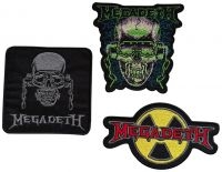 Megadeth - Patch 3 Set (Logo, Vic Rattle Head) i gruppen MERCHANDISE / Tøypatch / Heavy Metal hos Bengans Skivbutik AB (5588098)