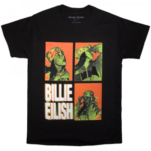 Billie Eilish - 3 Photo Logo Uni Bl T-Shirt i gruppen MERCHANDISE / T-shirt / Pop-Rock hos Bengans Skivbutik AB (5593175r)