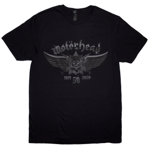 Motorhead - 50 Years Wings Badge Uni Bl T-Shirt i gruppen MERCHANDISE / T-shirt / Metal hos Bengans Skivbutik AB (5593181r)