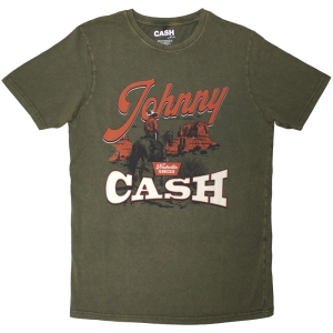 Johnny Cash - Desert Cowboy Stone Wash Uni Green T-Shirt i gruppen MERCHANDISE / T-shirt / Country hos Bengans Skivbutik AB (5628739r)