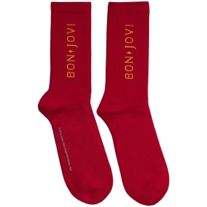Bon Jovi - Original Logo Uni Red Socks (Eu 40-45) i gruppen MERCHANDISE / Merch / Nyheter / Pop-Rock hos Bengans Skivbutik AB (5629357)