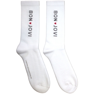 Bon Jovi - Heart Uni Wht Socks (Eu 40-45) i gruppen MERCHANDISE / Merch / Nyheter / Pop-Rock hos Bengans Skivbutik AB (5629361)