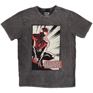 Marvel - Spider-Man Crouch Cartoon Stone Wash Uni Char T-Shirt i gruppen MERCHANDISE / T-shirt / Film-Musikkkal hos Bengans Skivbutik AB (5637620r)