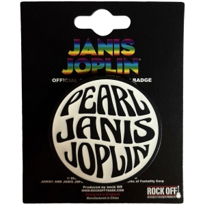 Janis Joplin - Pearl Emblem Mono Pin Badge i gruppen MERCHANDISE / Merch / Pop-Rock hos Bengans Skivbutik AB (5638473)