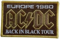 Ac/Dc - Patch Europe 1980 Back In Black Tou i gruppen MERCHANDISE / Tøypatch / Heavy Metal hos Bengans Skivbutik AB (5639486)
