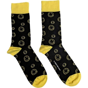 Nirvana - Outline Happy Faces Uni Bl Socks (Eu 36-40) i gruppen MERCHANDISE /  /  /  hos Bengans Skivbutik AB (5641792)