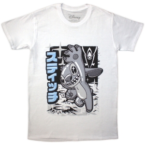Disney - Stitch Jump B&W Uni Wht T-Shirt i gruppen MERCHANDISE / T-shirt / Film-Musikkkal hos Bengans Skivbutik AB (5641852r)