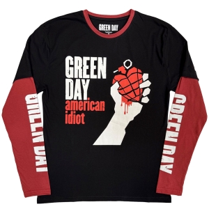 Green Day - American Idiot Uni Bl/Red Layered Longsleeve  (L) i gruppen MERCHANDISE / T-shirt / Punk hos Bengans Skivbutik AB (5643688)