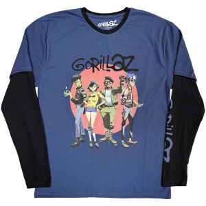 Gorillaz - Group Circle Rise Uni Denim/Bl Layered Longsleeve i gruppen MERCHANDISE / T-shirt / Nyheter / Pop-Rock hos Bengans Skivbutik AB (5643866r)