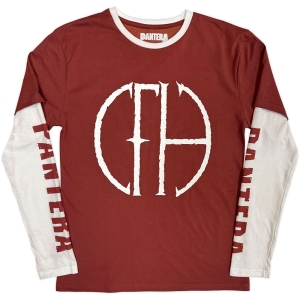 Pantera - Frayed Logo Uni Red/Wht Layered Longsleeve i gruppen MERCHANDISE / T-shirt / Nyheter / Metal hos Bengans Skivbutik AB (5643878r)