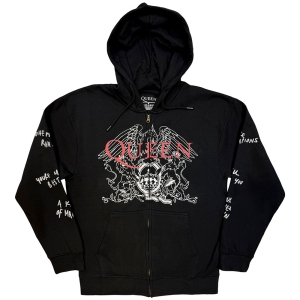 Queen - Logo & Crest Outline Uni Char Zip Hoodie i gruppen MERCHANDISE / Hoodies / Nyheter / Pop-Rock hos Bengans Skivbutik AB (5643881r)