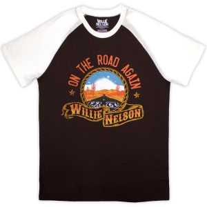 Willie Nelson - Route 66 Uni Brown/Wht Raglan i gruppen MERCHANDISE / T-shirt / Nyheter / Country hos Bengans Skivbutik AB (5643897r)
