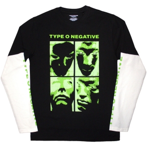 Type O Negative - Faces Uni Bl/Wht Layered Longsleeve i gruppen MERCHANDISE / T-shirt / Heavy Metal hos Bengans Skivbutik AB (5644798r)