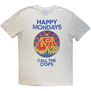 Happy Mondays - Call The Cops Uni Natrl T-Shirt i gruppen MERCHANDISE / T-shirt / Pop-Rock hos Bengans Skivbutik AB (5645418r)