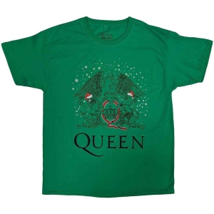 Queen - Holiday Crest Uni Green T-Shirt  (M) i gruppen MERCHANDISE / T-shirt / Pop-Rock hos Bengans Skivbutik AB (5648172)
