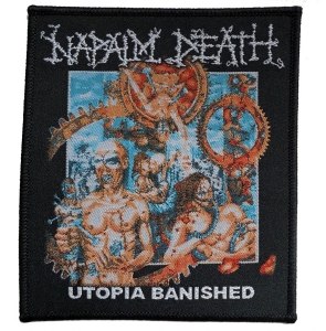 Napalm Death - Patch Utopia Banished Black Border i gruppen MERCHANDISE / Tøypatch / Heavy Metal hos Bengans Skivbutik AB (5648780)