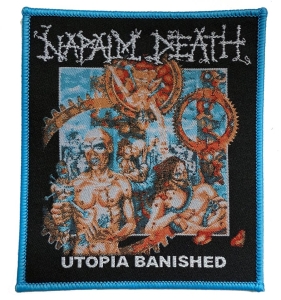 Napalm Death - Patch Utopia Banished Blue Border ( i gruppen MERCHANDISE / Tøypatch / Heavy Metal hos Bengans Skivbutik AB (5648781)