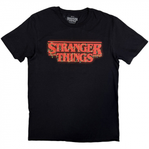 Stranger Things - Logo With Christmas Lights Uni Bl T-Shirt (M) i gruppen MERCHANDISE / T-shirt / Soundtrack hos Bengans Skivbutik AB (5648934)