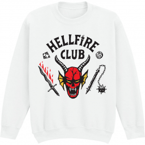 Stranger Things - Hellfire Club Uni Wht Sweatshirt i gruppen MERCHANDISE / Hoodies / Kommende / hos Bengans Skivbutik AB (5649138r)
